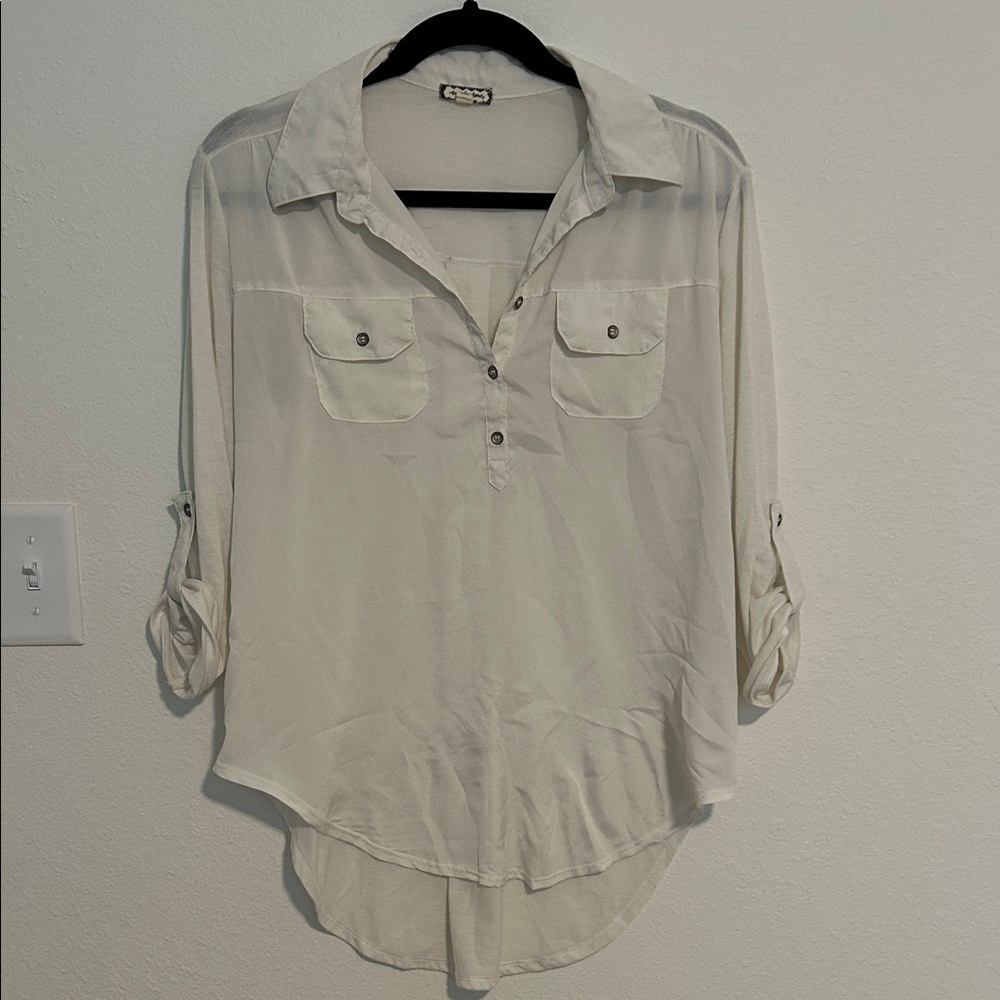 Women's White Button-Up Blouse